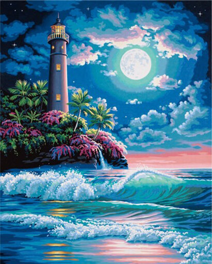 DIY Beach Lantern Diamond Painting and Cross Stitch Art