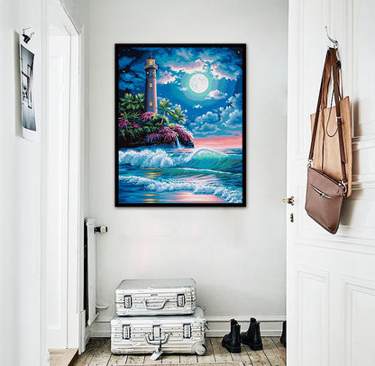 DIY Beach Lantern Diamond Painting and Cross Stitch Art